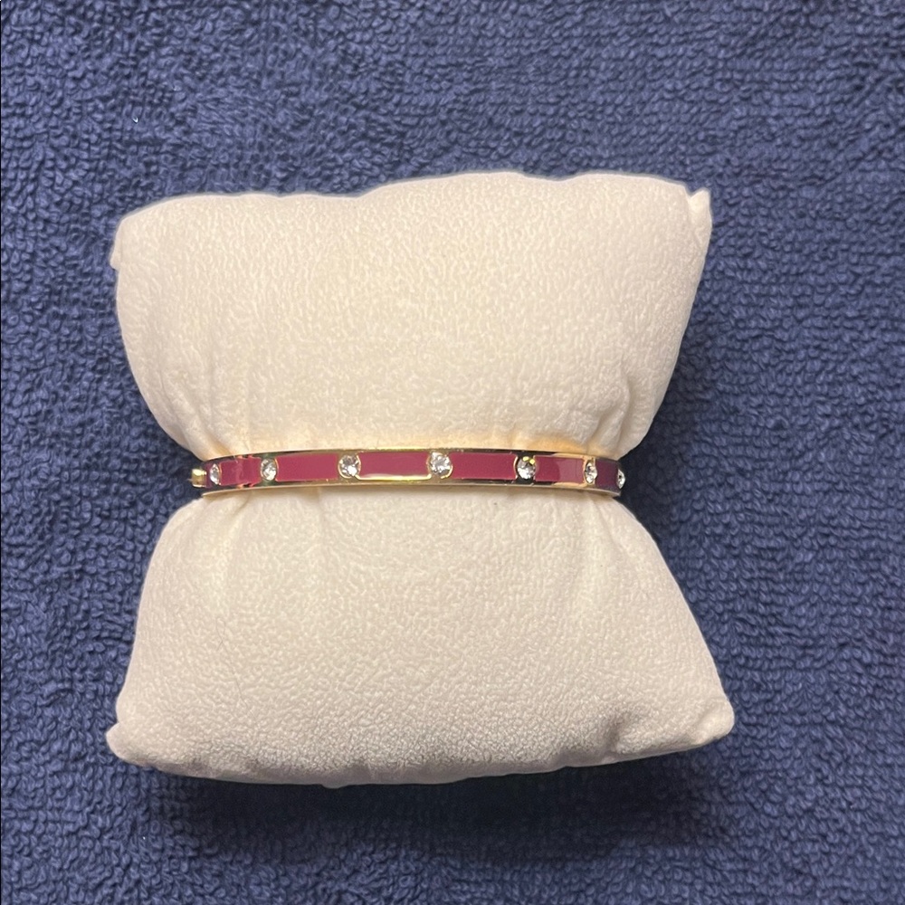 Kate Spade Burgundy and Gold Bracelet with Crystal Details